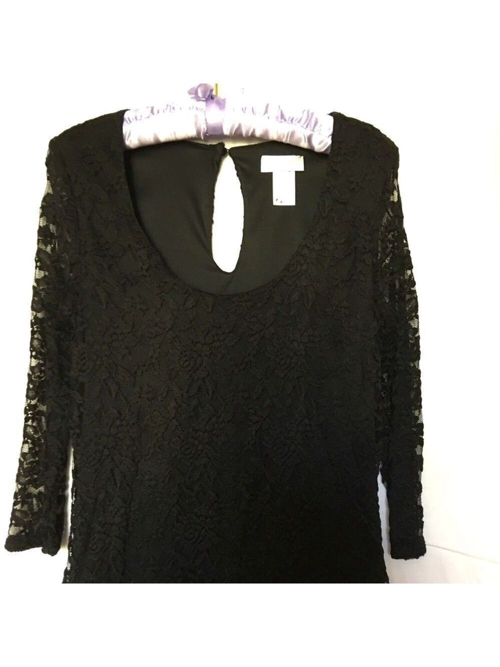 RD Style Black Lace Keyhole Top with 3/4 Sleeves – Size M NWOT